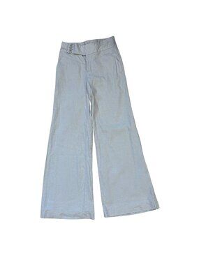 Elevenses Anthropologie Wide Leg Linen Blend Pale Gray Sailor Pants Size 2